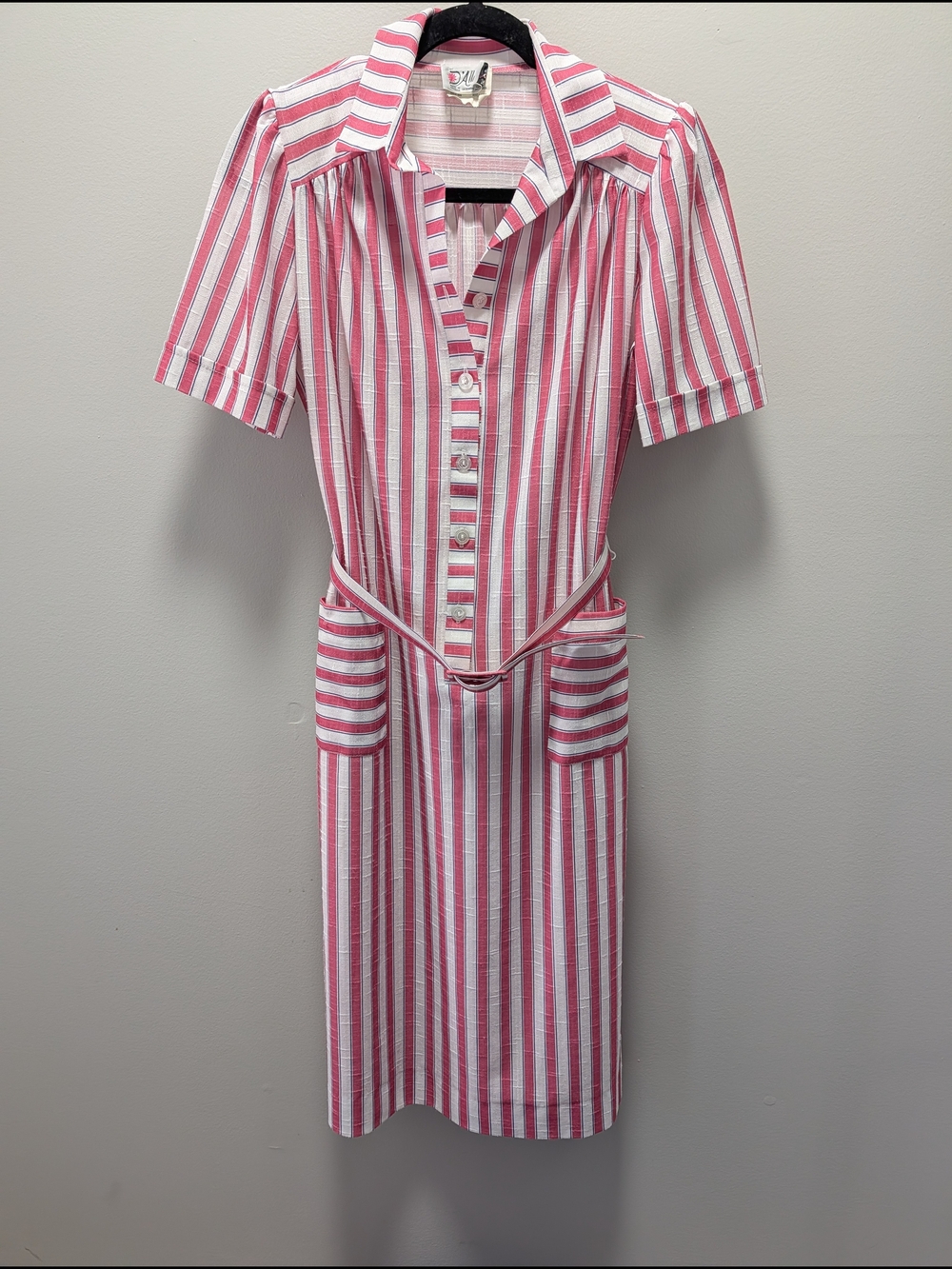 Vtg D'Allairds Striped Shirt Dress